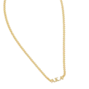 Collar con Letra Chapada en Oro de 22K en Cadena Curb, Joyería de Moda Color Oro, Colgante de Regalo para Mujer, Accesorio de Hermandad - Product Image 3