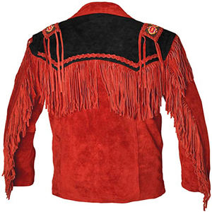 High Quality Original Cow <b>Suede</b> Western Style Unisex Fringed Beaded Cheap Cowboy Leather <b>Jacket</b> - Product Image 2