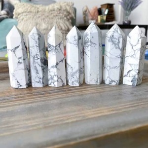 Top Selling High Quality Dynamic Crystal Howlite Crystal <b>Wand</b> Obelisk Point Carved Smooth Polished White Gemstone Tower Energy - Product Image 6
