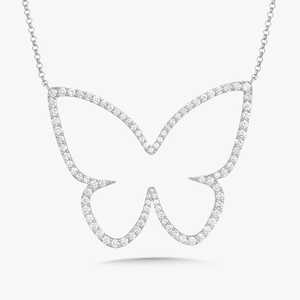 Diamond Butterfly Necklace 15-18 Inch Minimalist Dainty Layering <b>Pendant</b> Jewelry Gift Custom 14K 18K <b>Solid</b> <b>Gold</b> Women's Luxury - Product Image 1