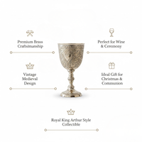 Calice en laiton vintage le plus vendu |   Coupe à vin médiévale royale de style Arthur la Roi, cadeau pour la communion et décoration de Noël