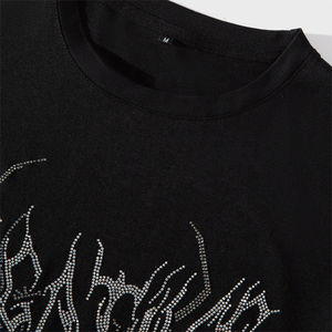 Camiseta Nueva 2026 con Estampado de Diamantes de Imitación Personalizada para Hombre, Camiseta Casual con Cuello Redondo, Unisex, Estilo Hip Hop, Negra, 100% Algodón, Corte Recortado - Product Image 5