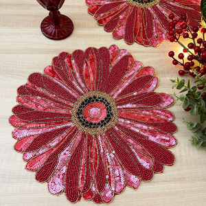 Needlework Cotton Beaded Handmade Placemat for Dining Table Decoration Farmhouse Design for Wedding by Creative Art Zone - Product Image 6