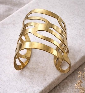 Vintage Finished Brass Cuff Chunky Stack Bangle Wedding Party Festive Boho <b>Adjustable</b> Chic Stylish Statement Jewelry <b>Bracelet</b> - Product Image 1