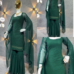 Traje Salwar Kameez de Georgette Étnico Indio para Mujer, Listo para Usar, con Bordado y Dupatta, para Fiestas y Festivales, Personalizable para Adultos - Product Image 3