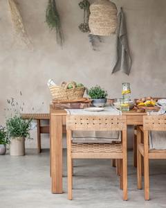 Chaise de salle à manger minimaliste en teck massif avec assise en corde naturelle – Style nordique, mobilier pour restaurant, café, hôtel - Product Image 2