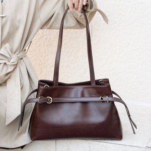 Bolsos de Hombro para Mujer al por Mayor, Bolsos Tote de Cuero Genuino, Bolsos de Hombro de Cuero Vacuno Suave para Dama, Maletín de Negocios - Product Image 1
