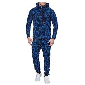 Men's Blue Solid Lightweight Breathable Plus Size Full <b>Zip</b> <b>Hooded</b> Jogging Tracksuit Polyester Casual Sportswear Winter Wear Side - Product Image 1