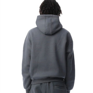 Sweat-shirt à capuche zippé pour homme en molleton gris uni, coupe décontractée avec poche, manches classiques, vêtement d'hiver 100% coton écologique - Product Image 6