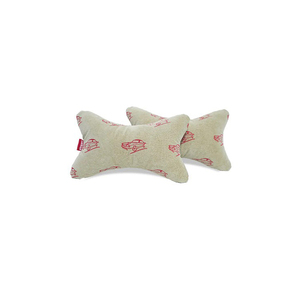 Bone Shaped Plush Pillow Set With Red Car Print Beige Fabric Unisex 8 to 13 Years - Product Image 1