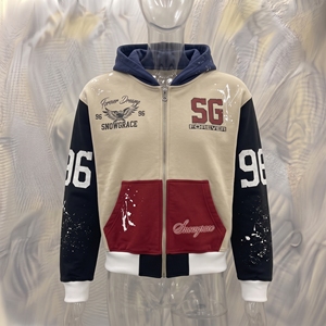 Chaqueta con Capucha para Hombre Snowgrace, Beige, Negro, Rojo, con Logotipo SG Estampado, Estilo Casual, para Otoño, Corte Regular - Product Image 3