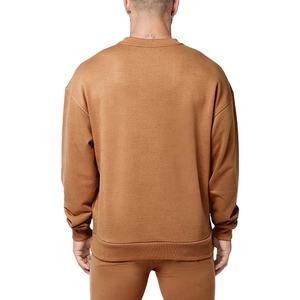 Vente en gros de sweat-shirt surdimensionné à col ras du cou pour hommes, pull en polaire à poche kangourou marron, style décontracté, service OEM disponible - Product Image 4