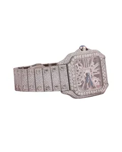 Reloj de Lujo para Hombre, Clásico, con Incrustaciones de Diamantes de Imitación VVS Moissanite, Corte Redondo, Estilo Hip Hop, Personalizado, de Alta Calidad, Completamente Pavimentado, de Cuarzo, Edición Limitada - Product Image 3