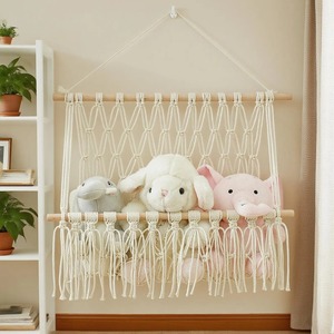 <b>Decorative</b> Macrame Wall Hanging Shelf Toy Organizer Shelf For Kids Room To Keep Toys Neat And Accessible Wholesale From India - Product Image 2