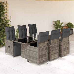 Conjunto de Bistro de Ratán PE Gris con Acero con Recubrimiento en Polvo y Vidrio Templado para Muebles de Jardín - Product Image 1