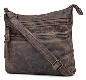 Sac à bandoulière Gravs Vintage en cuir véritable pour femme, sac à bandoulière multi-poches pour la vie quotidienne, avec sangle réglable et fermeture éclair - Product Image 4