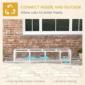 Corral para Gatos de Madera Blanco de 79 L x 15 P x 15 A, Protegido Contra la Intemperie, Conexión Interior y Exterior para Jaulas de Mascotas - Product Image 4