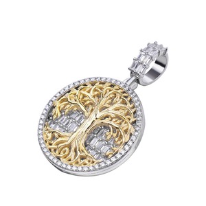 Nuevo Colgante de Árbol de la Vida con Micro Pavé de Moissanita para Hombre, Estilo Hip Hop Punk, Bañado en Oro - Product Image 3