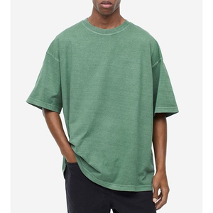 T-shirt Homme Vert Grande Taille 100% Coton Manches Courtes Col Rond Coupe Décontractée Jersey Couleur Unie Teint Uni Tricoté OEM - Product Image 1