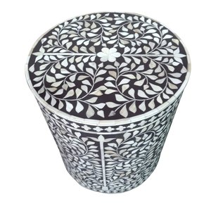 Round Shape Bone Inlay MDF Bedside Table and Wardrobe With Floral Pattern Classic Design For <b>bed</b> Room Living Room Decoration - Product Image 4