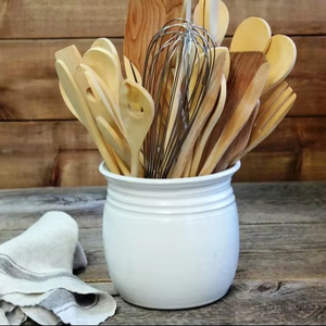 Handcrafted Ceramic <b>Utensil</b> <b>Holder</b> Rustic Farmhouse Jar High Temperature Fired Durable <b>Kitchen</b> Organizer Spacious <b>utensil</b> <b>holder</b> - Product Image 4