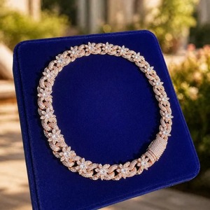 Unique Design Mens Moissanite Diamond Cuban Chain Necklace Iced Out Hip Hop Jewelry with High Sparkle Finish for Sale - Product Image 3