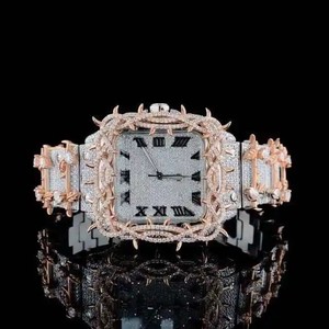 Reloj Cuadrado Unisex de Lujo de 41 mm con Caja de Oro Amarillo, Cristal de Zafiro, Movimiento Analógico Dual, Números Romanos y Correa de Acero Inoxidable - Product Image 1