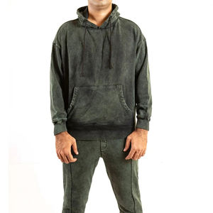 Ensemble de survêtement en coton délavé pour homme, avec sweat à capuche et pantalon de jogging effet soleil, personnalisable avec logo, style streetwear, fournisseur - Product Image 2
