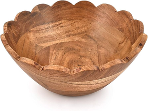 Tazón de Sopa de Madera Artesanal con Tapa, Diseño Clásico para Fiestas, Vacío - Product Image 3