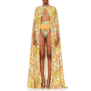 Conjunto de Bikini Estampado Floral de Alta Calidad para Mujer con Volantes y Capa, Traje de Baño de Dos Piezas, Top de Cintura Alta, Traje de Playa 2026 - Product Image 4