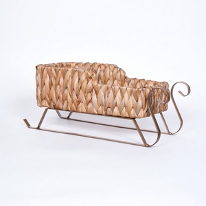 Water hyacinth sleighs santa sleigh <b>basket</b> for <b>small</b> essentials storage & christmas decorations - Product Image 4