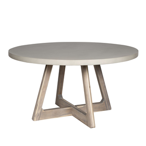 Table à manger moderne minimaliste en GFRC avec base en X en bois, style ferme, pour hôtel, maison, atelier, entrée, capacité 6 personnes, stable - Product Image 3