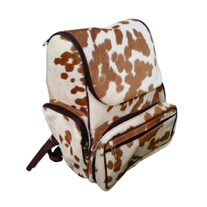 Sac à dos en cuir de vache imprimé animal, 15 pouces, plusieurs poches, sac à dos souple unisexe - Product Image 1