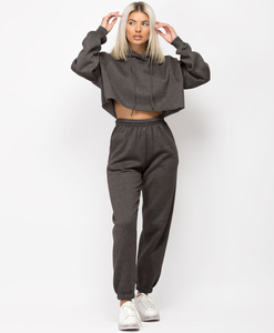 <b>Top</b> Quality Custom <b>Cropped</b> Tracksuit Women's Clothing Pullover Hoodie and Sweatpants Women Sweat Suit <b>Set</b> With Custom logo - Product Image 4
