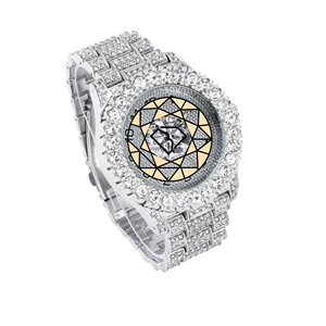 Reloj de Lujo Personalizado con Incrustaciones de Moissanita y Acero Inoxidable para Hombre, Estilo Hip Hop, con Esfera de Números Romanos y Cierre de Hebilla - Product Image 2