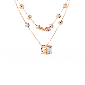 10k 14K 18k Rose Gold Layered Diamond Jewellery <b>Necklace</b> Featuring a Brilliant Round Cut Solitaire Pendant Bezel Set Chain - Product Image 4