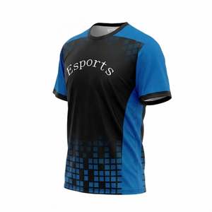 Camiseta de Juego para Hombre, Color Azul Rey y Negro, 150-190 GSM, Micro Malla de Poliéster, Impresión por Sublimación, Cuello Redondo, Camiseta de Equipo de Esports, Jugador Profesional - Product Image 2