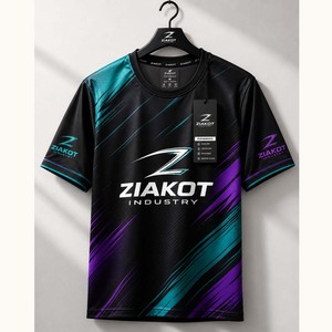T-shirt de performance personnalisé noir et bleu-vert pourpre pour l'industrie Ziakot (vente en gros) - Product Image 1