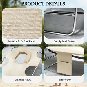 Juego de Dos Sillones de Exterior Color Beige, Silla para Tomar el Sol con Diseño de Chaise Longue - Product Image 2