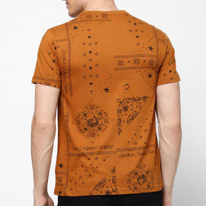 Camiseta de Manga Corta para Hombre, Cuello Redondo, Color Marrón, con Estampado de Estrellas, Corte Regular, Informal, Transpirable, de Algodón, X Sports City 320g - Product Image 5