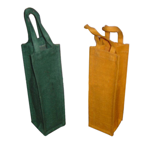 Bouteille unique de jute Sac écologique pour whisky et vin Couleur teinte à poignée automatique Logo personnalisé Option pour la promotion de la marque Cadeau publicitaire - Product Image 1