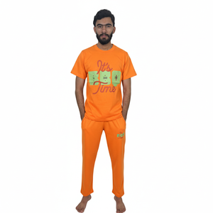 ชุดเสื้อยืดและกางเกงขายาวผู้ชาย ราคาถูก MOQ ต่ำ ผ้าฝ้าย ระบายอากาศดี เหมาะสำหรับใส่หน้าร้อน มีกระเป๋าเสื้อยืดและกางเกงขายาวแบบชุด - Product Image 1