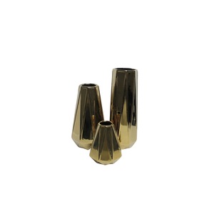 Vase de table contemporain en fer géométrique transparent craquelé, support décoratif pour fleurs, décoration de mariage, design personnalisé moderne - Product Image 1