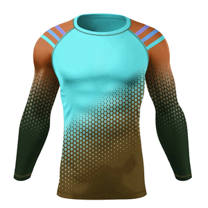 เสื้อแรชการ์ดแขนยาวสำหรับผู้ชาย พิมพ์ลายแบบ Heat-Transfer สีตัดต่อ ป้องกันรังสียูวี ระบายอากาศได้ดี แห้งเร็ว ต้านเชื้อแบคทีเรีย เป็นมิตรกับสิ่งแวดล้อม - Product Image 3