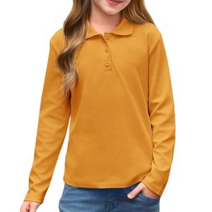 Camisetas Polo Personalizadas para Niñas, Manga Larga, Cuello Camisero, Uniformes Escolares Casuales - Product Image 3