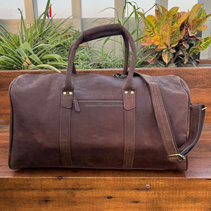 Bolsa de lona de cuero rústico para hombre, bolsas de lona de noche de cuero de vaca Vintage, bolsa de transporte clásica, equipaje de mano - Product Image 2