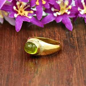 Vintage Peridot Gemstone <b>Mens</b> Signet <b>Ring</b> Oval Cabochon Fine <b>Ring</b> Sunburst Bezel Setting August Birthstone <b>Ring</b> For Women - Product Image 5
