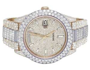 BOJ R.O.L.E.X.050 Rose Gold Tone Full Moissanite Luxury Fashion Quartz Analog Steel 41MM 3BAR Water Resistant Hip Hop <b>Watch</b> Men - Product Image 2