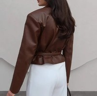 Veste Femme Tendance à Col Élégant en Cuir PU, Nouvelle Collection Streetwear, Vente en Gros, Style Hip Hop, Fermeture Éclair