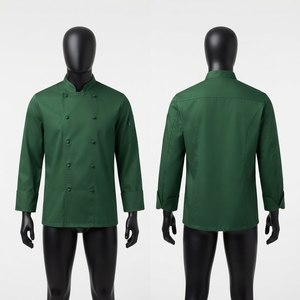 เสื้อเชฟแขนสั้นสีเขียว ผ้าโพลีคอตตอนพรีเมียม 65/35 ทอ 240 GSM พิมพ์ลายซิลค์สกรีน ติดกระดุม  ชุดยูนิฟอร์มร้านอาหาร - Product Image 1